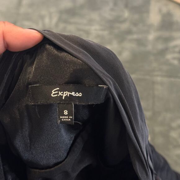 Y2K 2007 Express Silk Little Black Dress Strapless Women's Size 8 Coquette - Picture 5 of 10